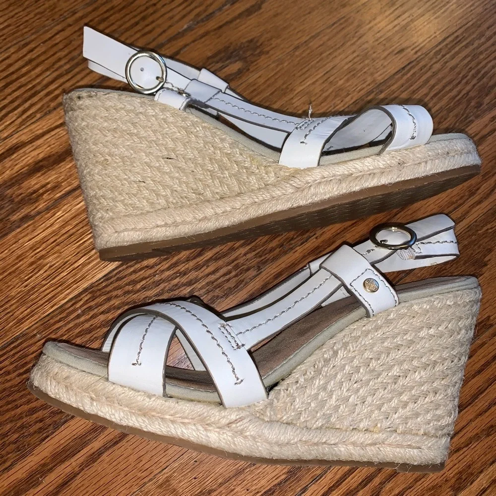 Tommy Bahama Riviera Leather Jute Wrapped Wedge Espadrilles size 7.5